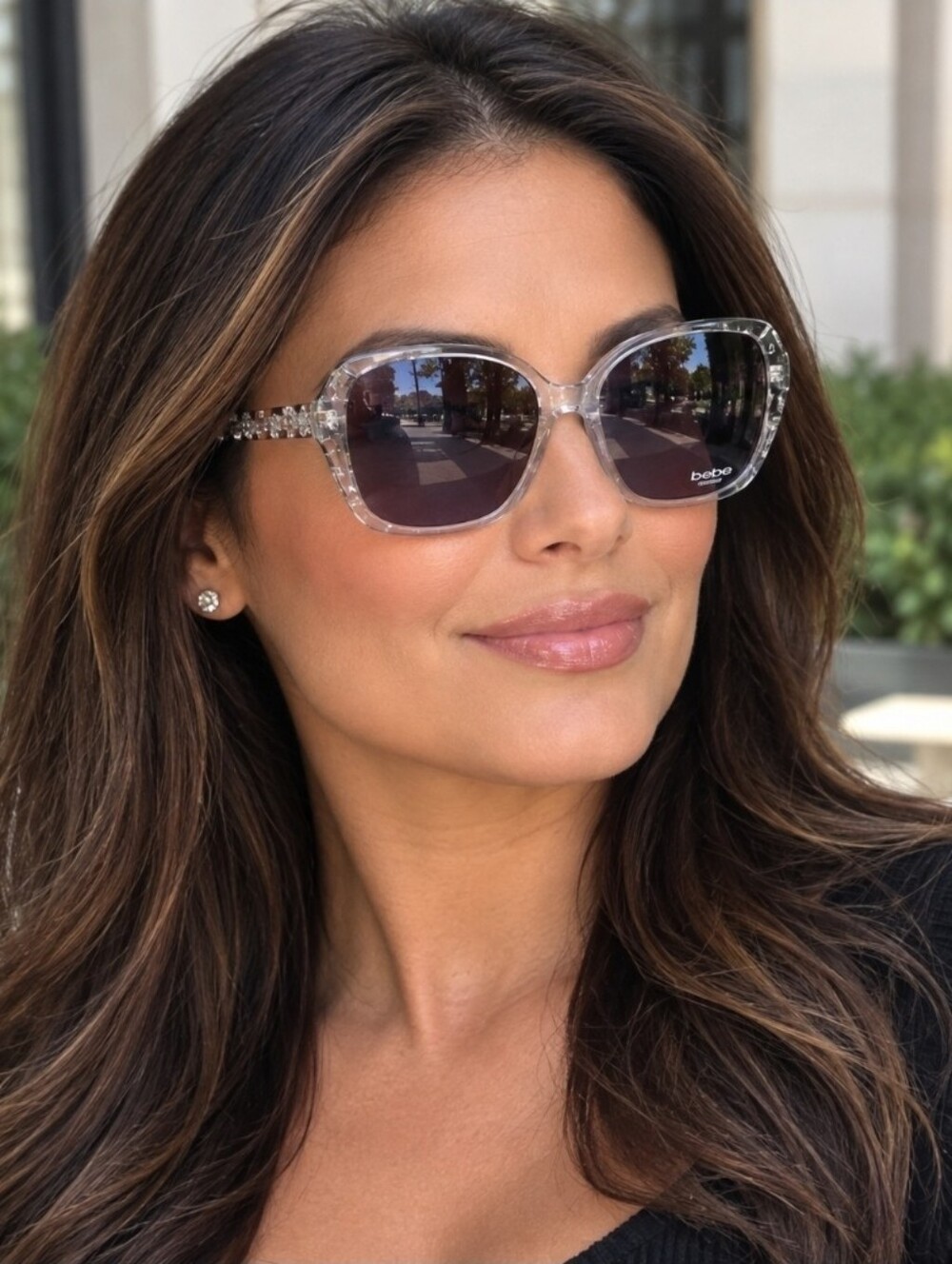 Bebe Women's Sunglasses - Black and Clear NWOT with Case